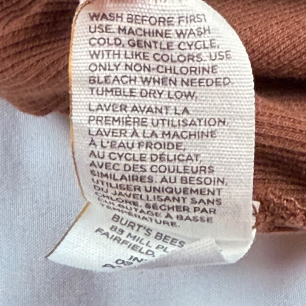 Burt's Bees Baby Women Brown Ribbed Organic Cotton Long Sleeve Top Size S - Picture 6 of 9